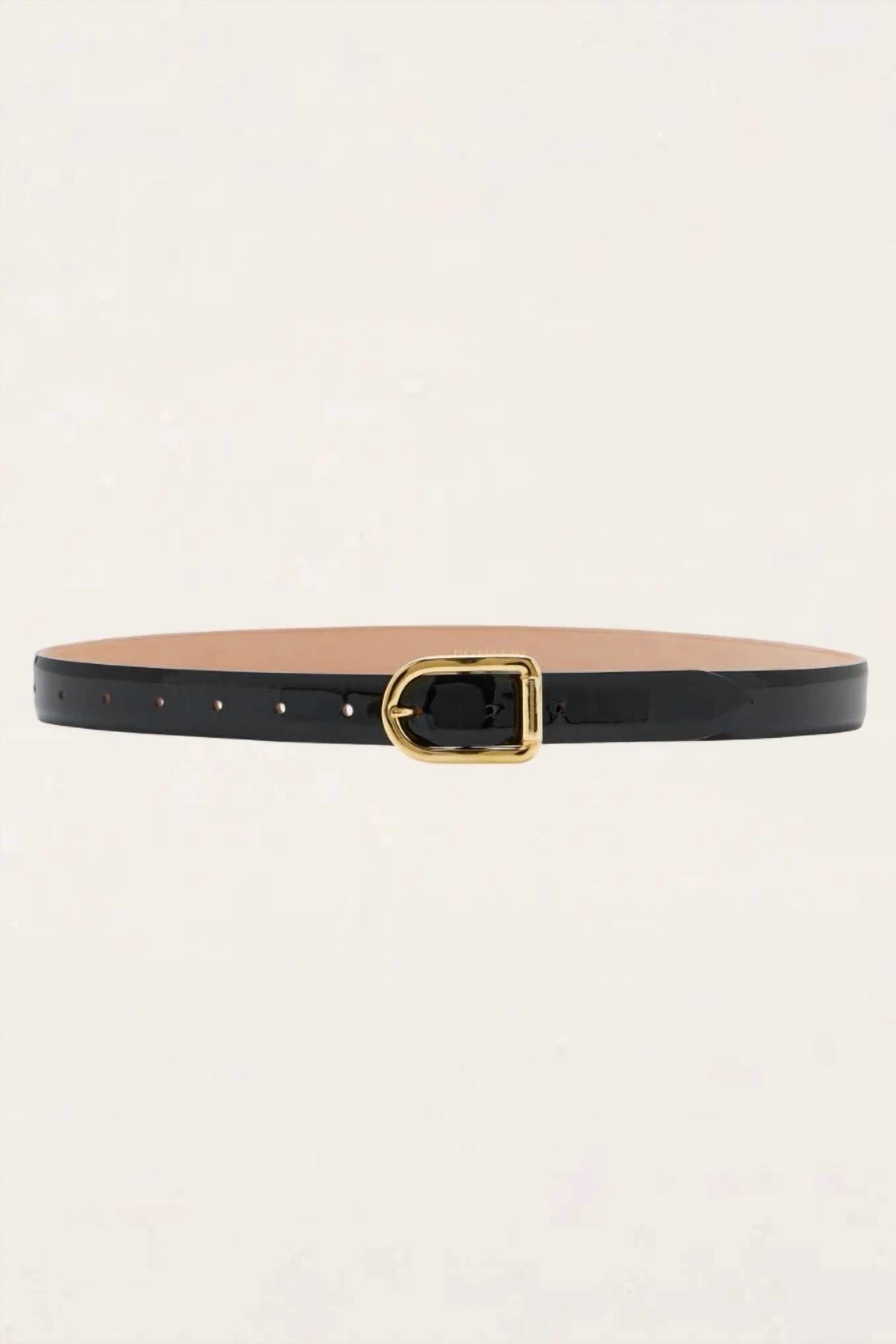 New Dehanche Women's Mija Belt In Black Lacquer / Gold